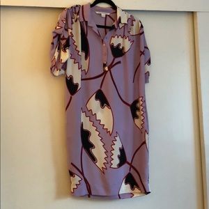 DvF silk print shirt dress size 2